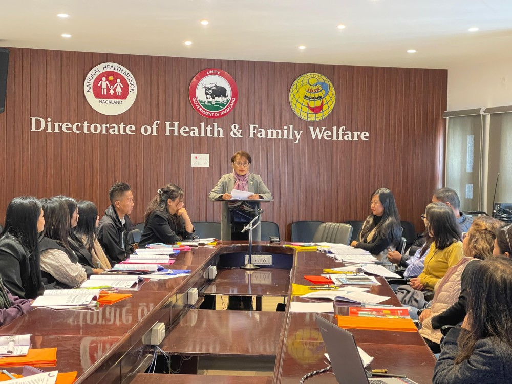 Dr Akuo Sorhie, M.D, NHM addressing the participants during the Training of Trainers held at IDSP Hall of Directorate of Health & Family Welfare, Kohima on March 6.